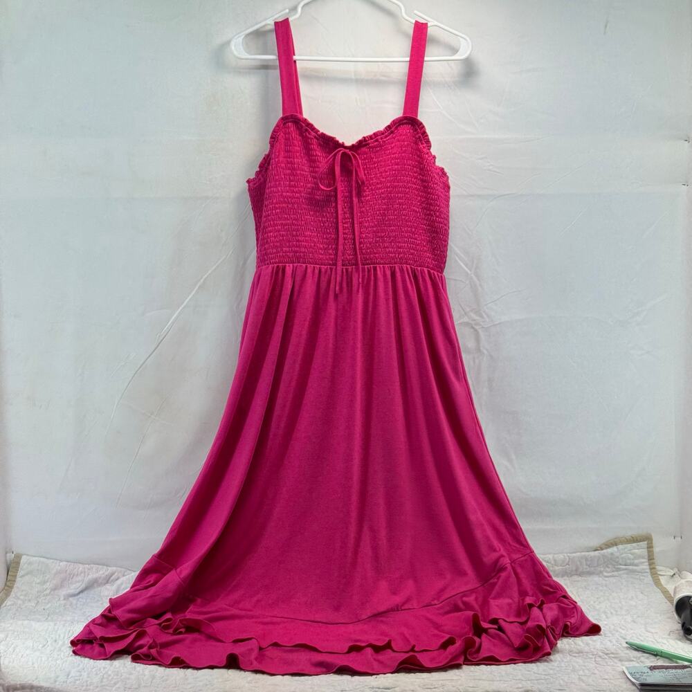 New caracilia women’s L pink sundress with pockets and ruffles  femine,